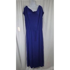 Gap Dress Womens XL Blue Cowl Neck Short Sleeve Drawstring Maxi Jersey Knit